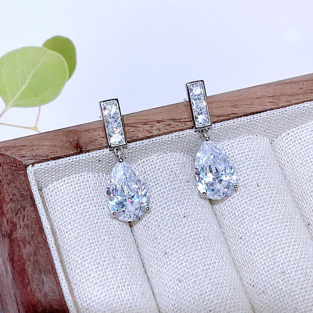 合金合成锆石耳饰 3847时尚水滴耳钉百搭耳环