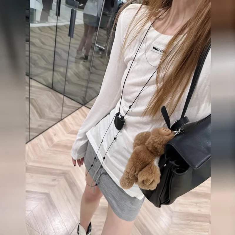 白色打底衫女秋季2025新款微透薄款内搭长袖t恤辣妹防晒罩衫上衣