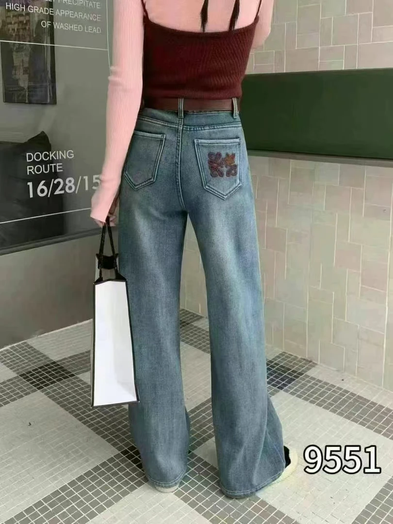 【海天一色】 9551浅蓝色窄版阔腿裤