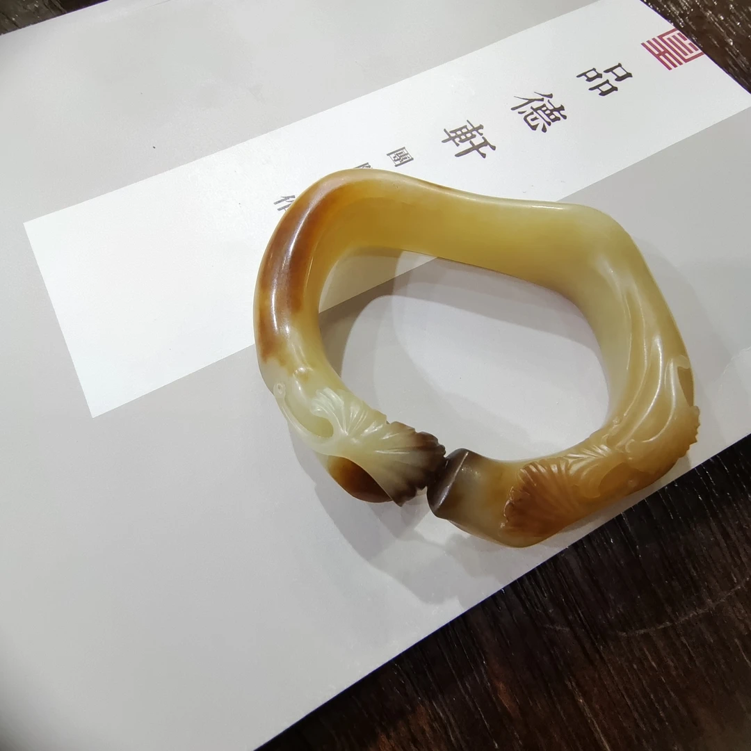 和田玉原创孤品糖黄镯