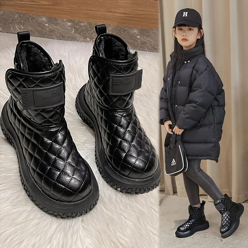 秋冬季回力休闲女童雪地靴2023冬季新款儿童加绒加厚靴子中大童棉