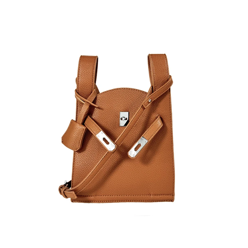 棕色垃圾袋&设计款简约时尚mini手机包