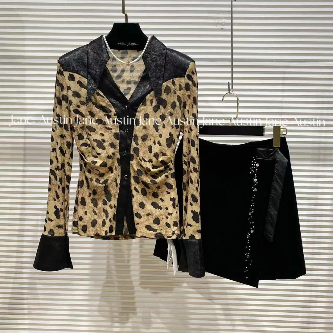 Jane Austin （奈德丽）2024早秋新款时尚轻奢气质百搭豹纹开衫女