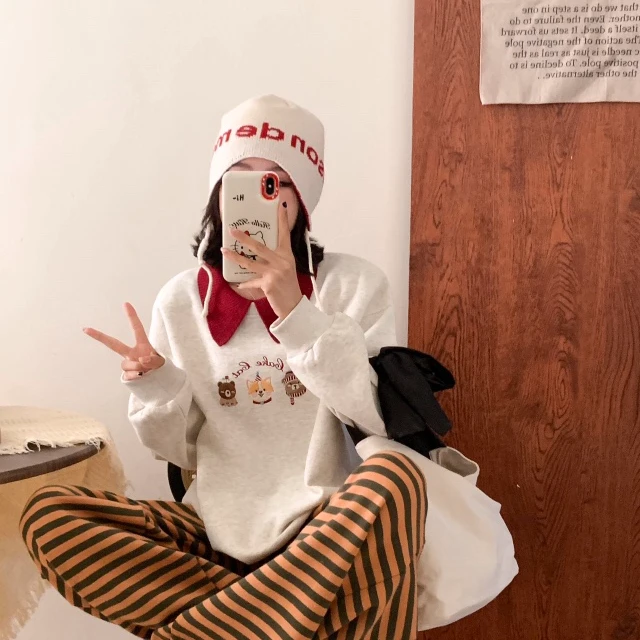 肉肉专属【201-299】女装冬季加绒新款卫衣加厚韩版时尚慵懒风简约8