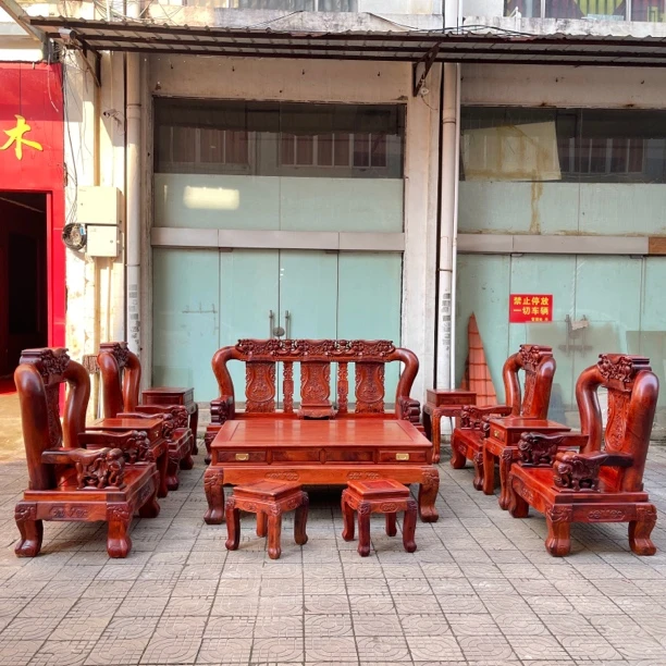 MH 十六公分战国大象款沙发13件套 原木生磨打蜡工艺大料独板制作