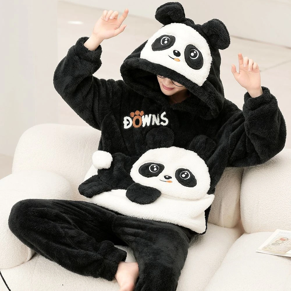 冬季珊瑚绒睡衣男加厚青少年保暖学生加大码卡通法兰绒家居服套装