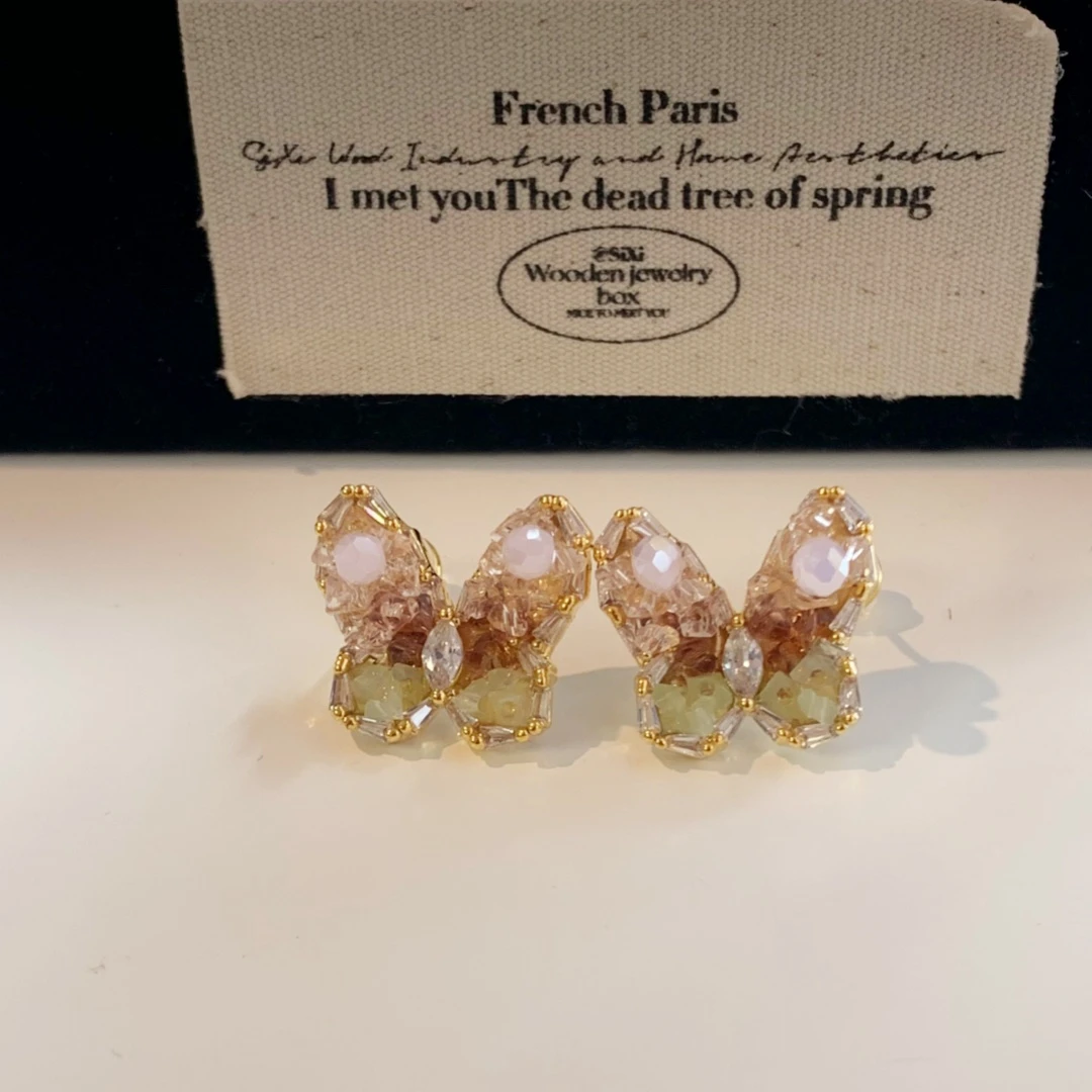 米梵缇 铜合金耳饰 小众独特设计蝴蝶耳钉女彩色精致高级感耳环