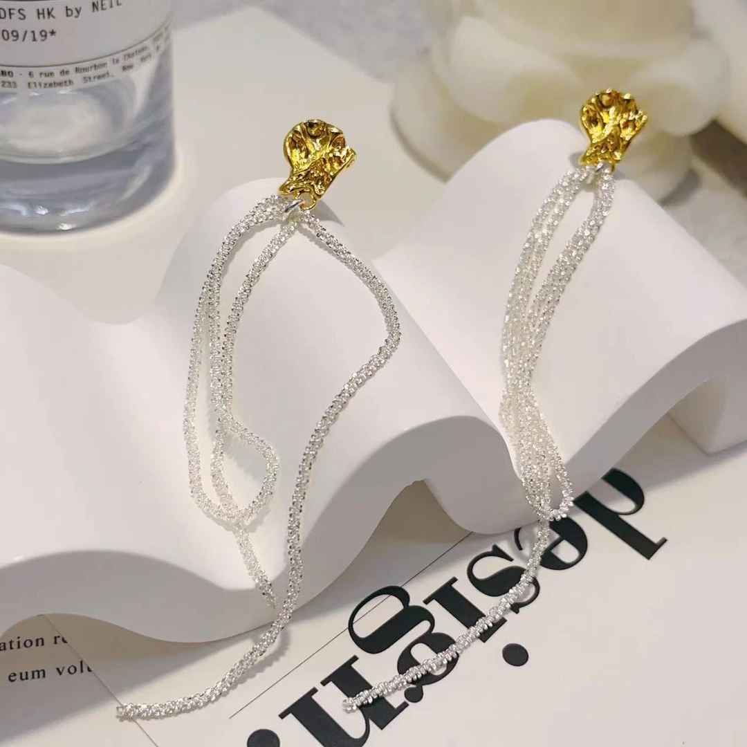 米梵缇 铁合金耳饰 狂飙大嫂同款波光粼粼耳钉高级感流苏气质耳环