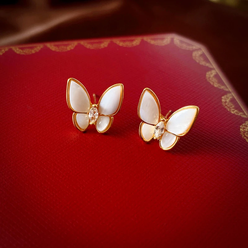 米梵缇 铜合金耳饰 超仙甜美高级感蝴蝶耳钉女小众设计感精致耳环