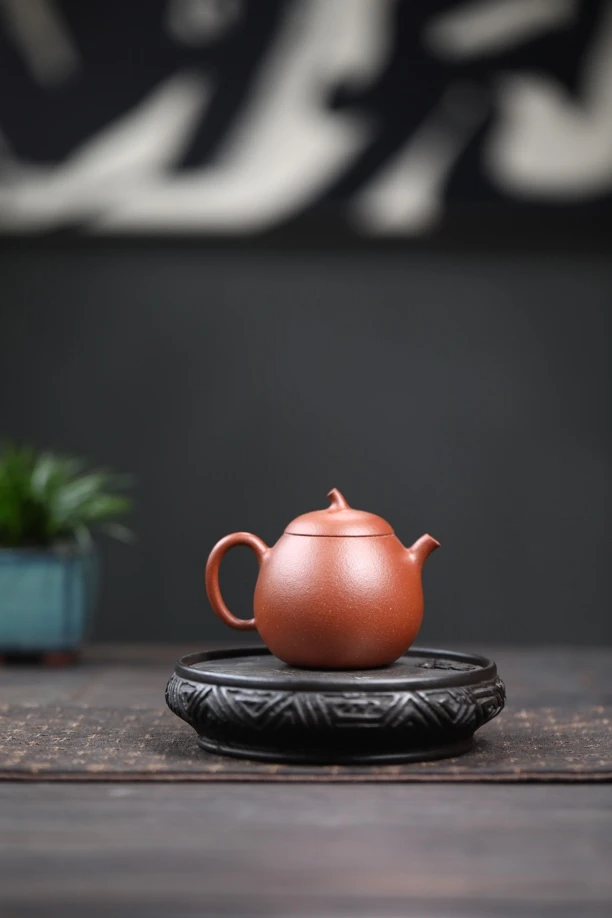 【茄瓜壶】宜兴原矿40目宝山红降坡150cc精工半手小容量紫砂壶