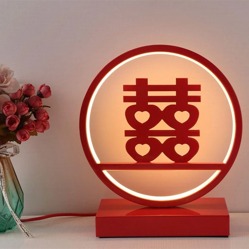结婚台灯婚房卧室床头灯浪漫新娘礼物长明双喜庆红色陪嫁LED灯