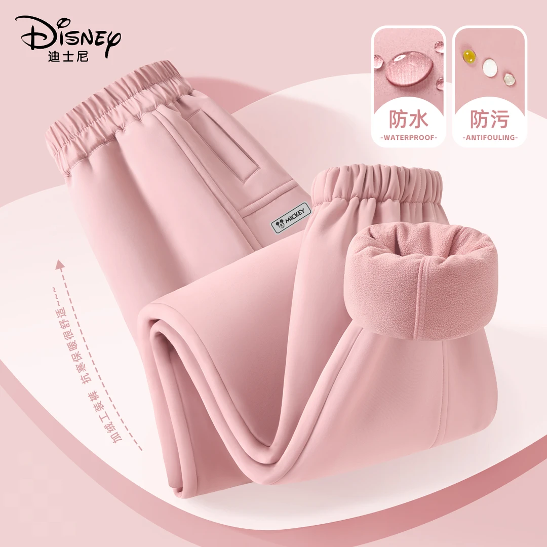 迪士尼女童加绒裤子2025新款女孩工装裤加厚一体绒保暖儿童冬装女
