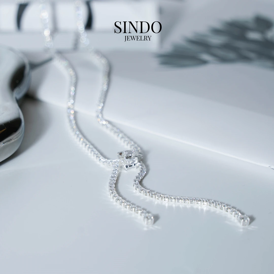 铜合金合成锆石项链 X11 蝴蝶结满钻项链气质轻奢时尚小众简约