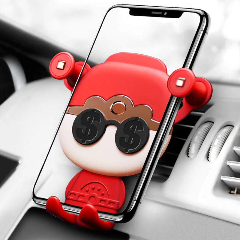 财神车载手机支架便捷用出风口车上卡扣式车内通用型支撑导航支驾