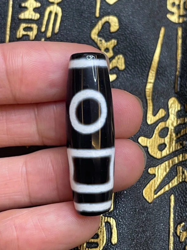 收藏复古原矿玛瑙藏式至纯黑白手工两眼天地吊坠锁骨项链