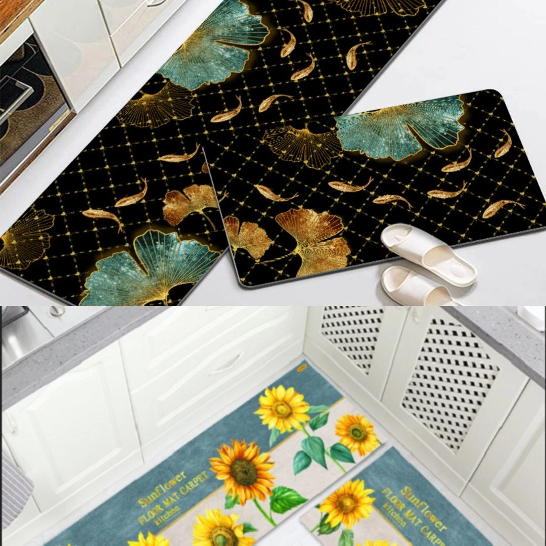 【客厅地毯工厂】50*80+50*160水晶绒厨房毯两件套可裁剪可水洗