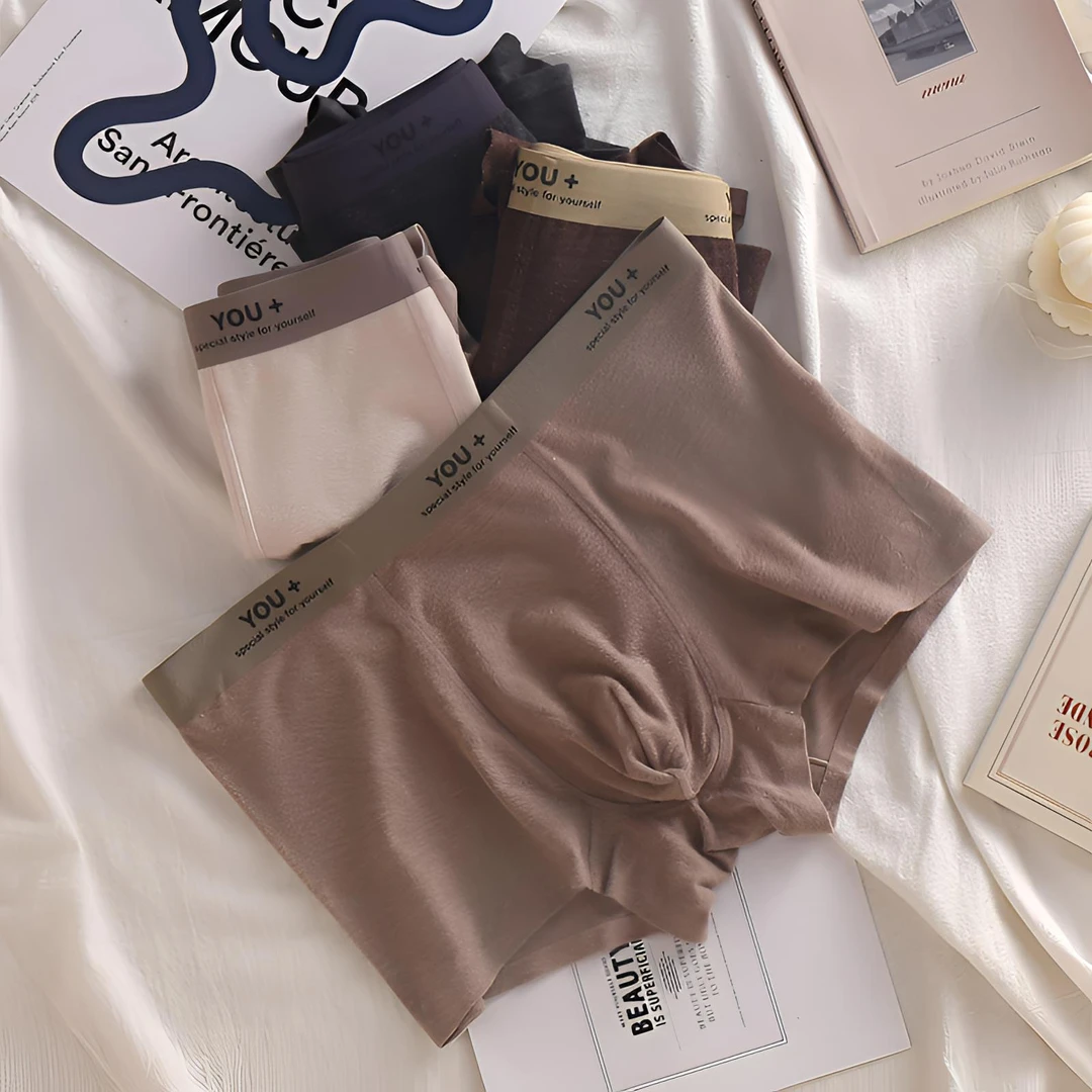 男士内裤无痕磨毛美拉德平角裤秋冬保暖男生中腰纯色四角裤短裤头