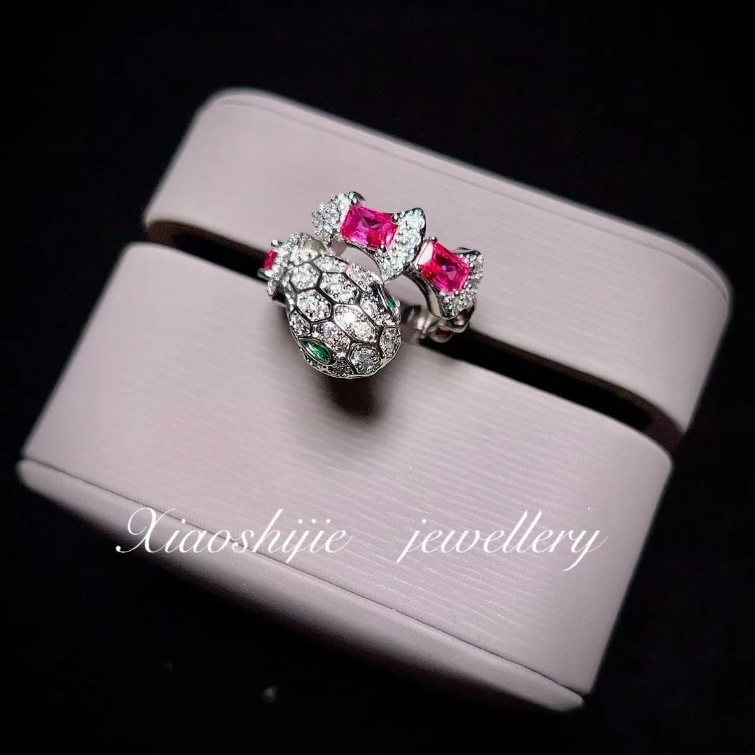 铜合金合成锆石戒指 重工红刚蛇蛇戒指j0612