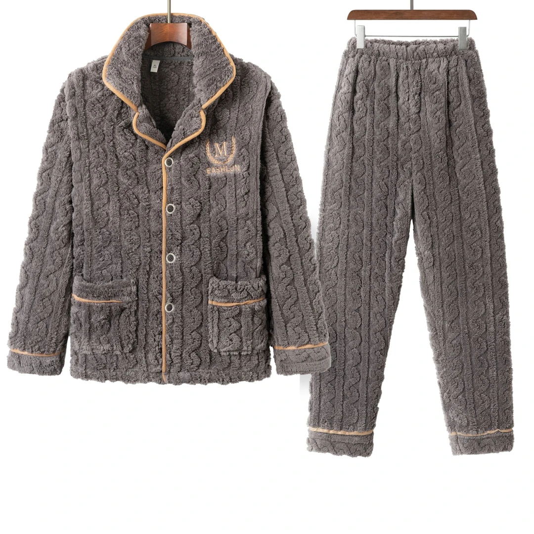 福老弟2025高端黑金系列秋冬加厚云朵绒m刺绣套装