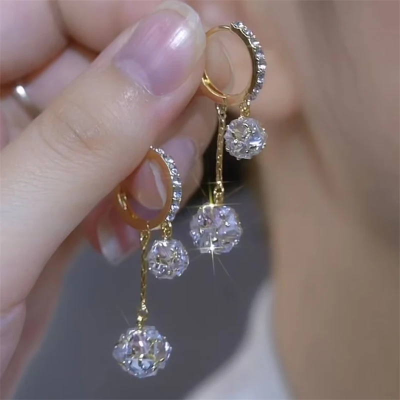 铜合金耳饰 H177超闪告白气球耳环奢华时尚百搭满钻耳扣小众气质