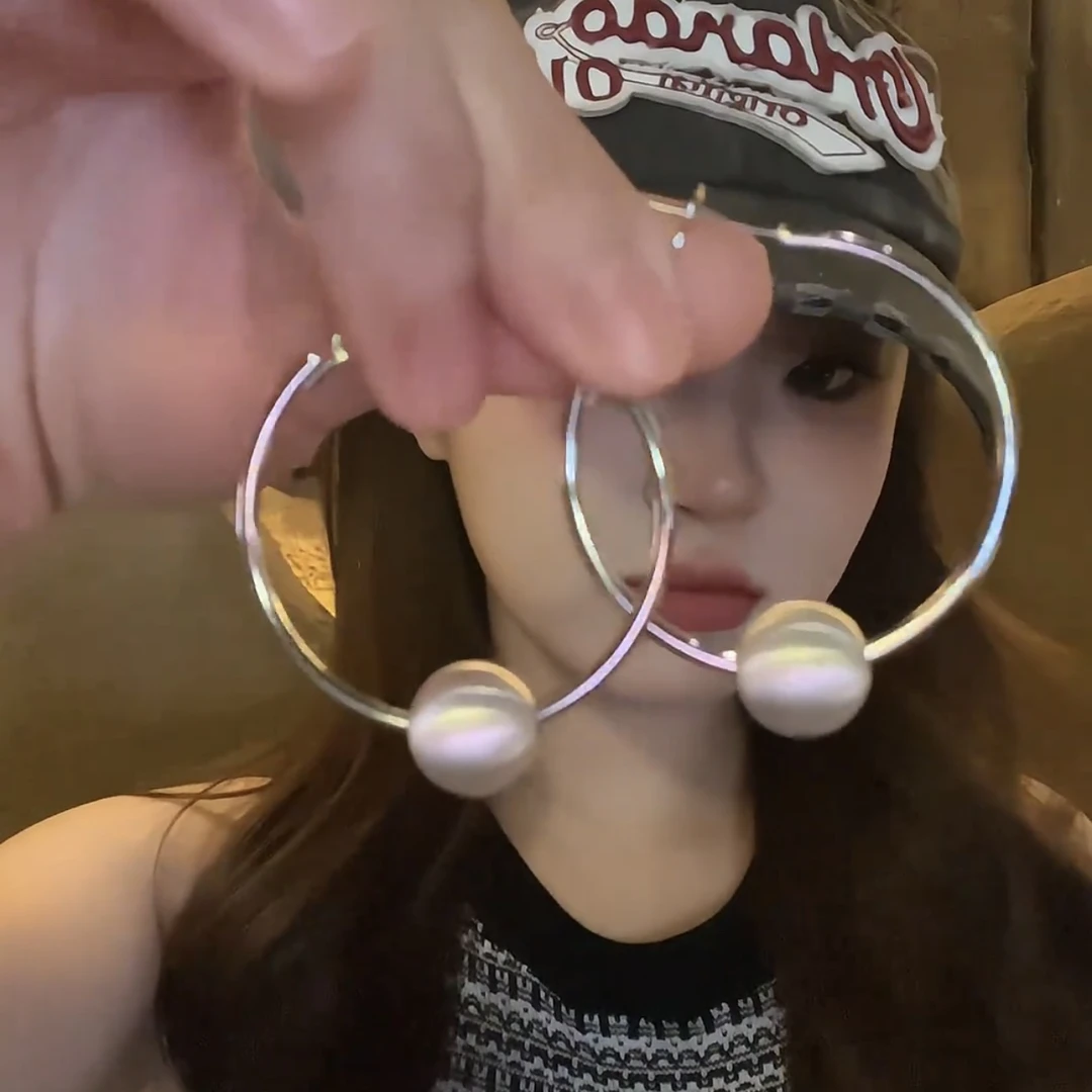 铜合金耳饰 爆款豆豆大耳圈女2024新款潮高级感轻奢气质大圆脸