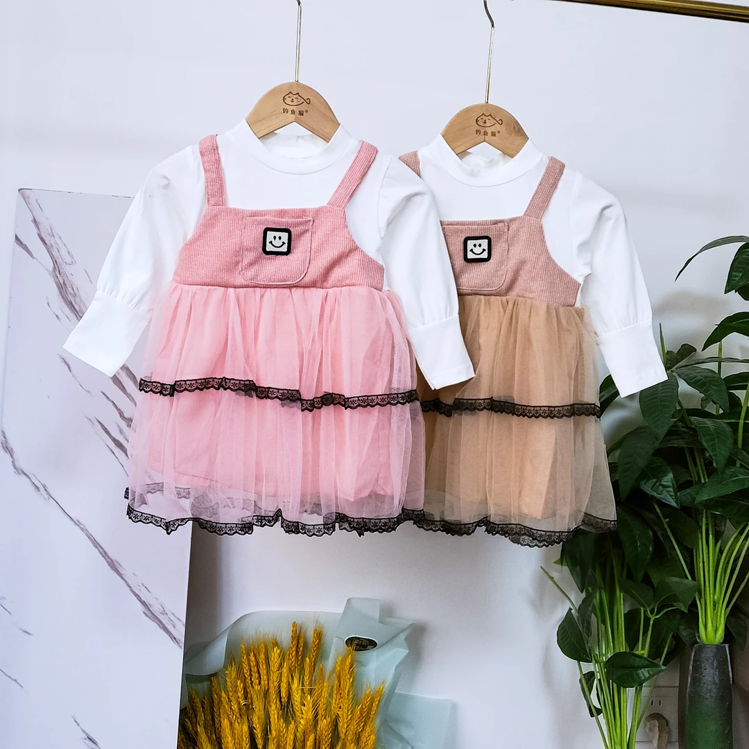 8010女宝宝假两件连衣裙小女孩夏季气质小公主纱裙