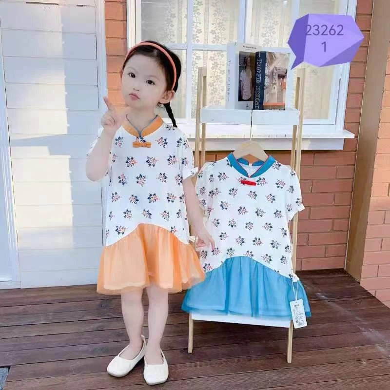 232621女宝宝连衣裙夏装女童公主裙小女孩洋气纱裙中国风