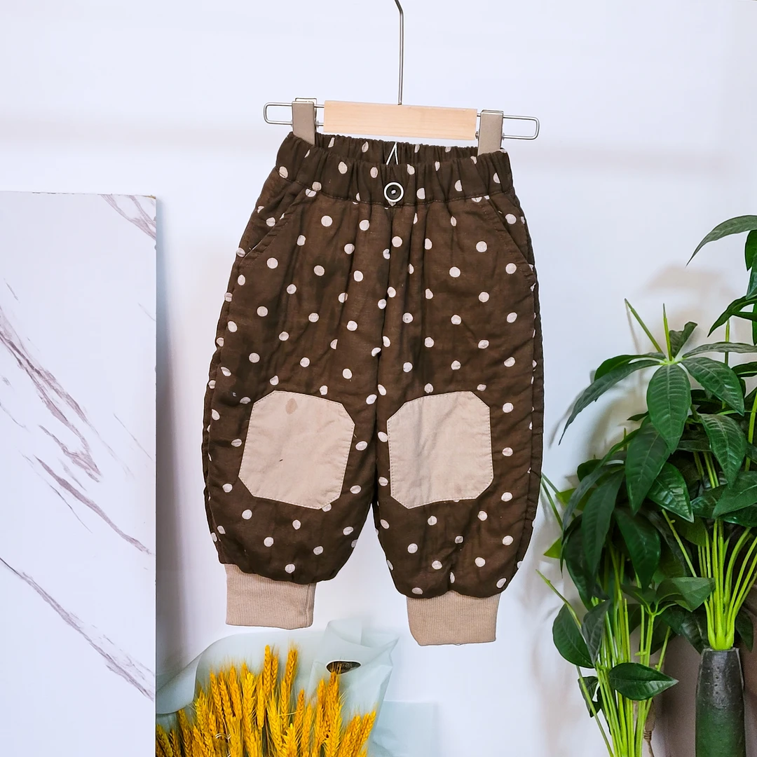 H13-2男女童裤子加绒秋冬款保暖贴布卫裤冬季休闲裤