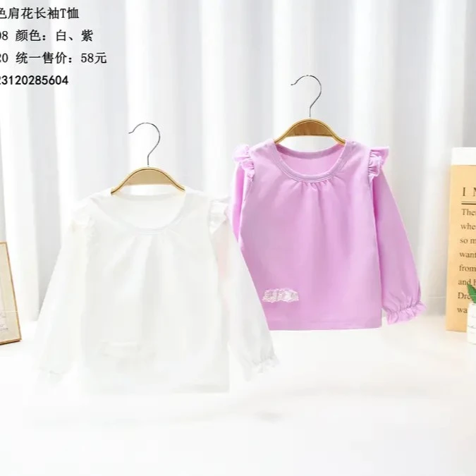 925108 女童上衣春秋长袖百搭儿童圆领 T 恤女孩秋装打底衫