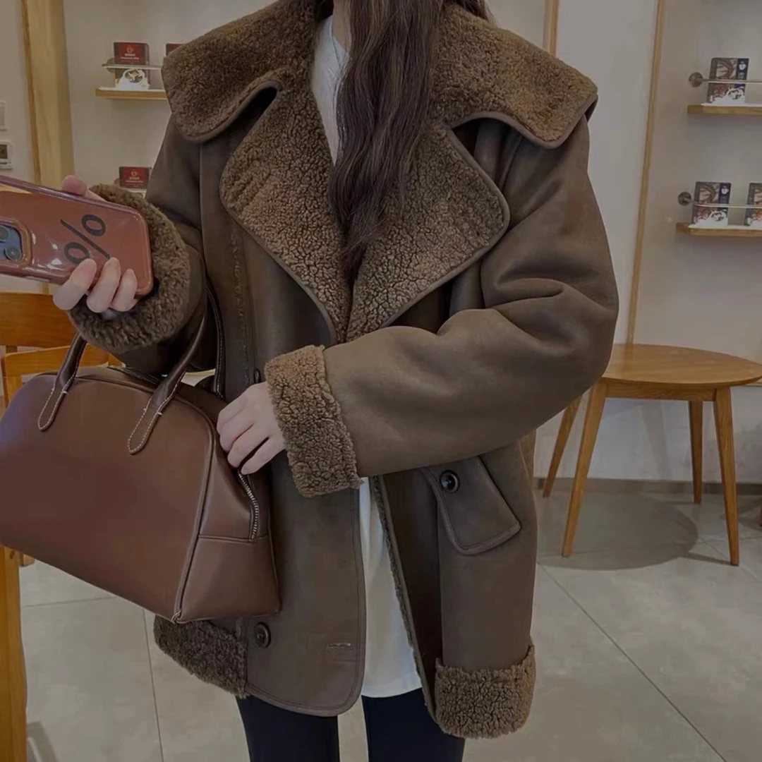 23160款加绒加厚一体绒大翻领保暖外套-瑕疵