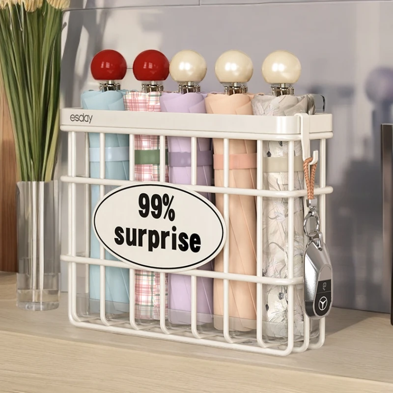 雨伞架家用入户门口壁挂放伞神器收纳筐免打孔门后挂钩酒店大堂