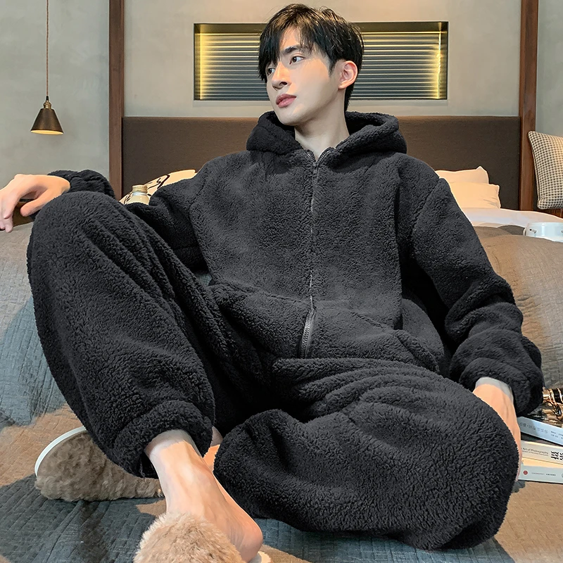 睡衣男士冬季天加厚珊瑚绒秋冬款加绒2025新款男款保暖家居服套装