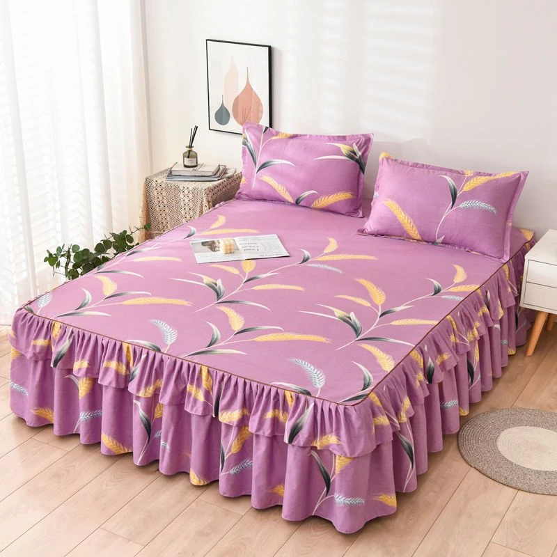 韩版床裙三件防滑床裙床罩三件套公主婚庆比全棉纯棉舒服床上用品