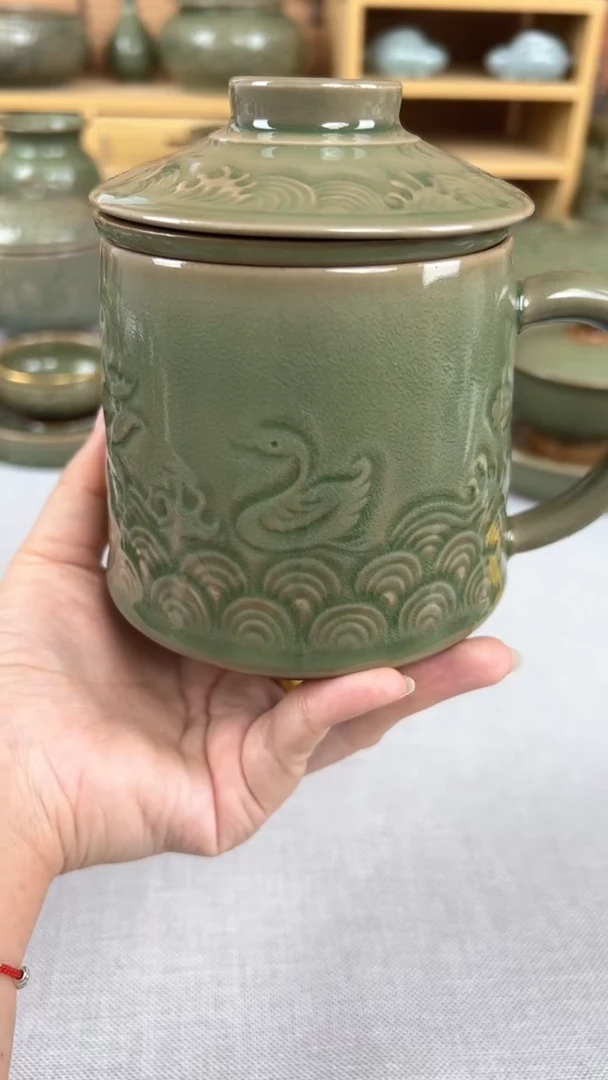 【闪购商品】瓷其他耀州窑鱼鸭戏莲茶漏杯