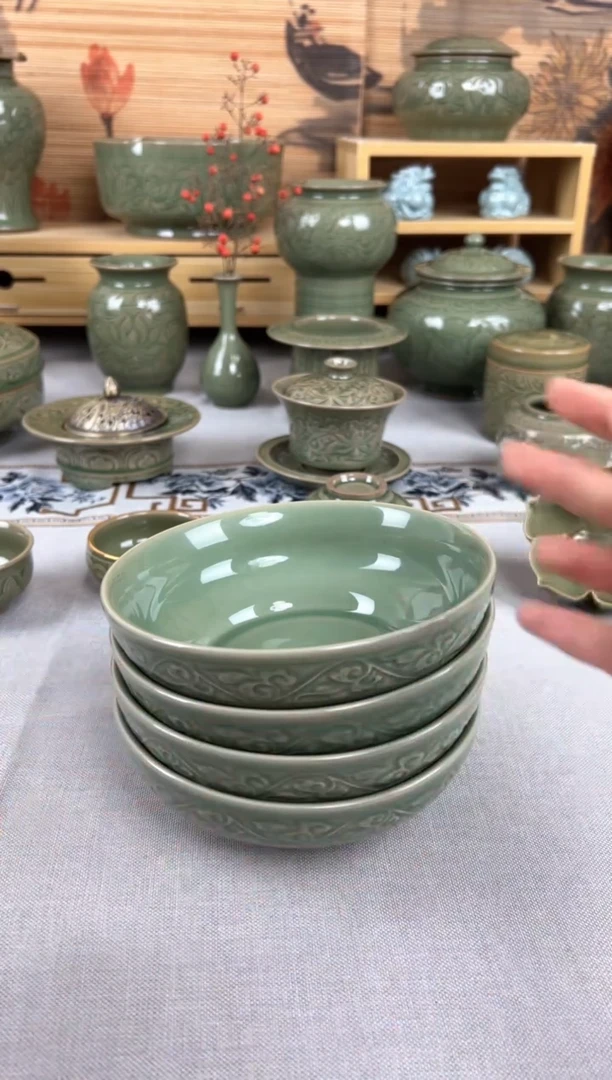 【闪购商品】瓷其他耀州窑青瓷福字碗4