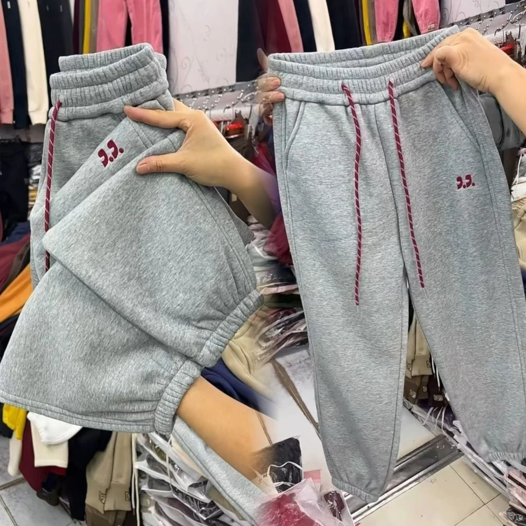 冬季新款加绒加厚卫裤女韩版宽松显瘦运动束脚哈伦裤百搭洋气休闲