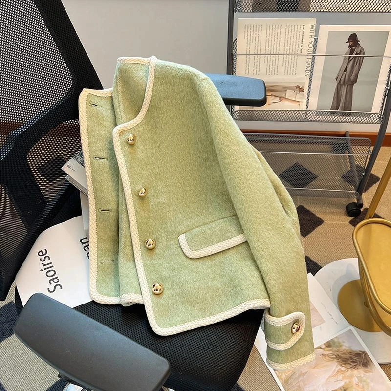 法式气质小香风毛呢外套女2023秋冬新款高级感名媛风显瘦呢子上衣