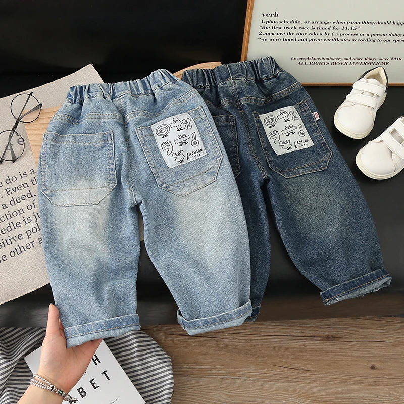 男童牛仔裤儿童春秋柔软透气宽松韩版洋气小童春季休闲裤子潮宝宝
