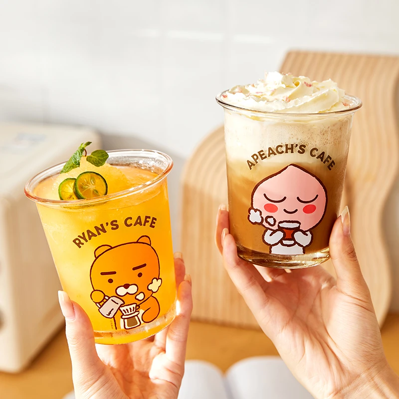 KAKAO FRIENDS玻璃杯女生高颜值办公室喝水杯家用可爱果汁杯子