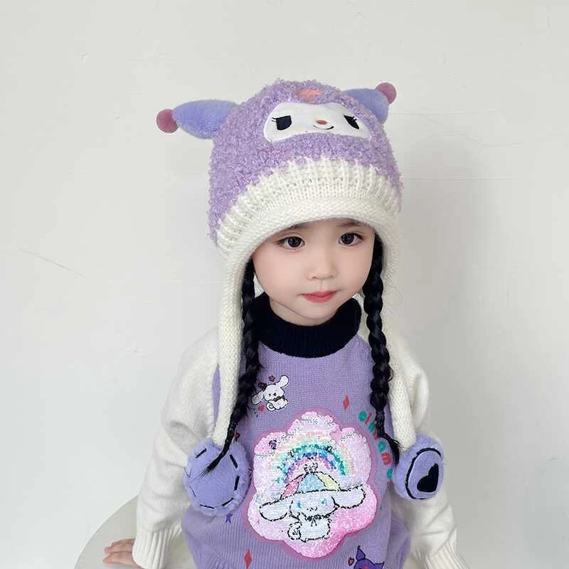 秋冬款宝宝可爱帽子围巾一体韩版保暖男女童包头帽超萌毛绒护耳帽