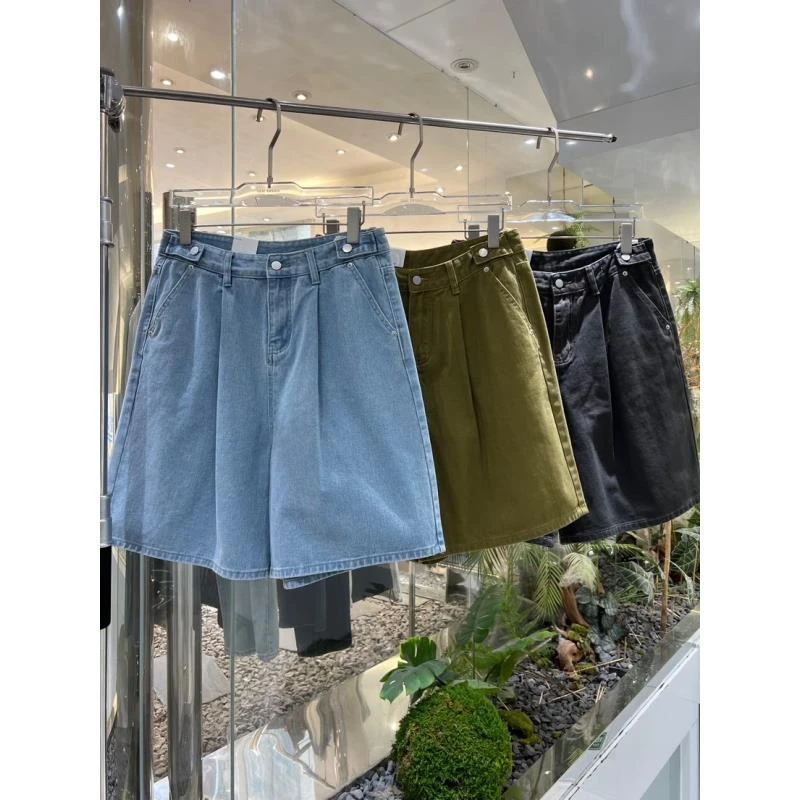 POP男装 02235 夏季基础纯色牛仔短裤五分裤裤子