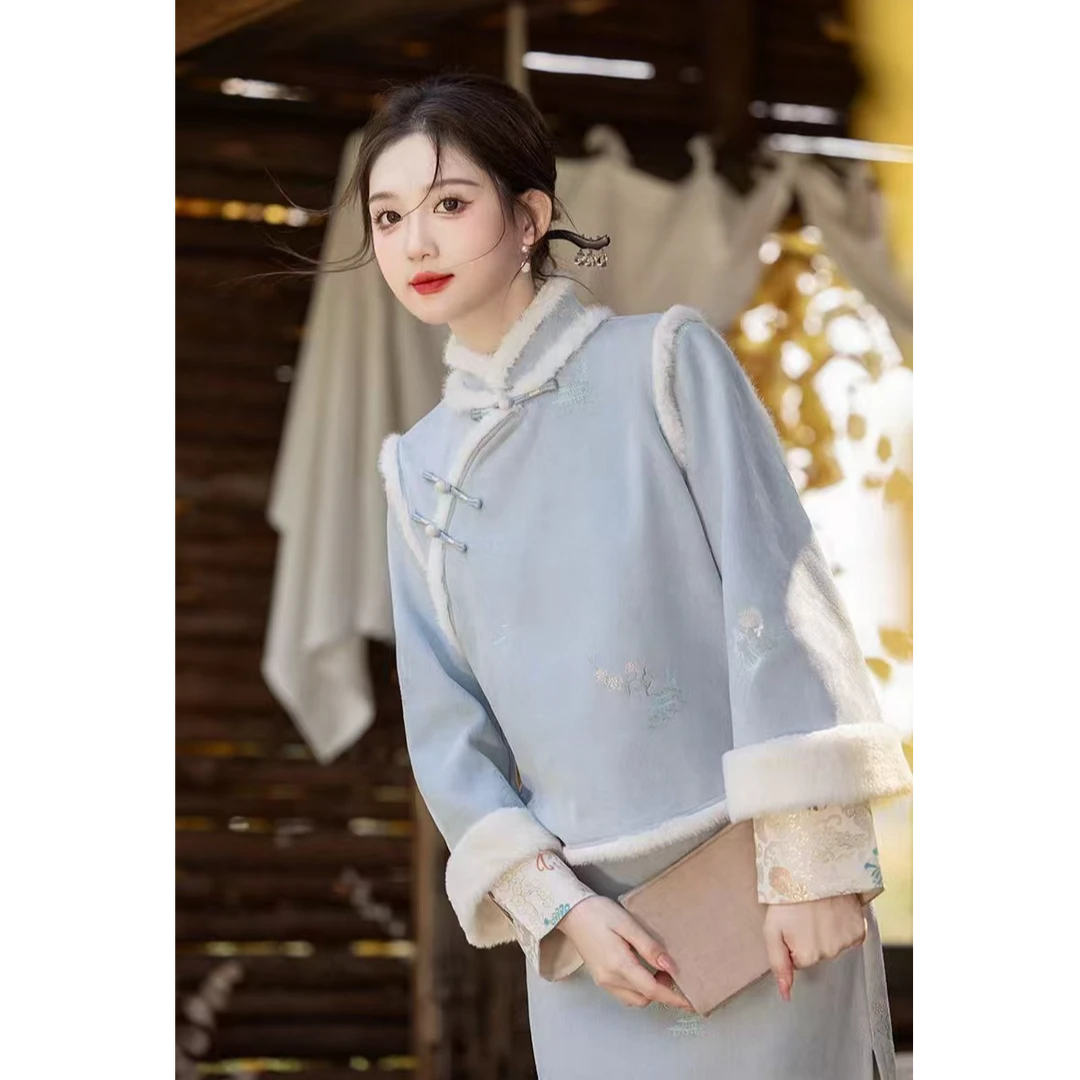 苏故里【沁沐亭雪】秋冬款小个子气质传统款微胖女生旗袍新中式旗袍