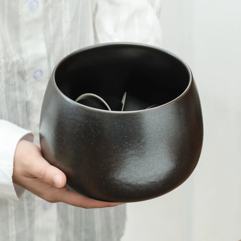 高端茶洗茶渣缸粗陶瓷建水大容量水盂烟灰缸垃圾果壳废水桶茶水缸