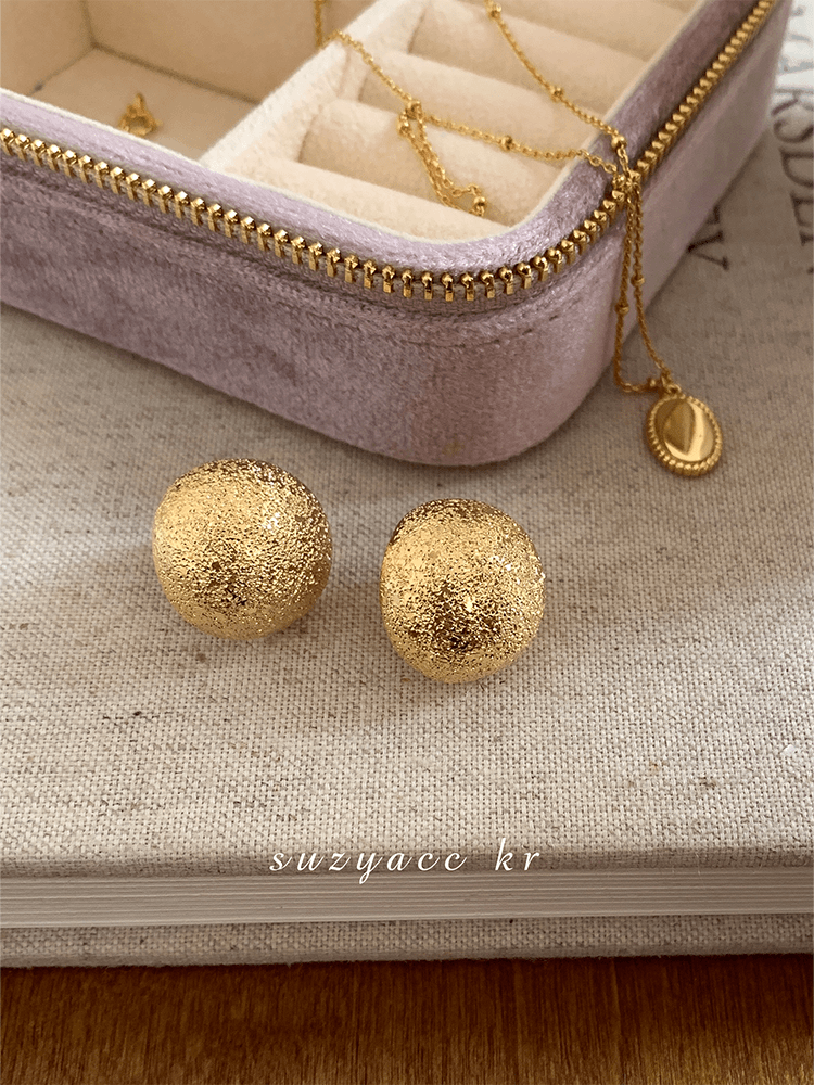 铜合金耳饰 【百搭褶皱豆丁】金属褶皱几何耳环小众时尚 A324