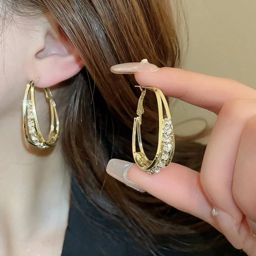 铜合金耳饰 【气质佳人】轻奢时尚百搭小众欧美简约个性圈圈A689