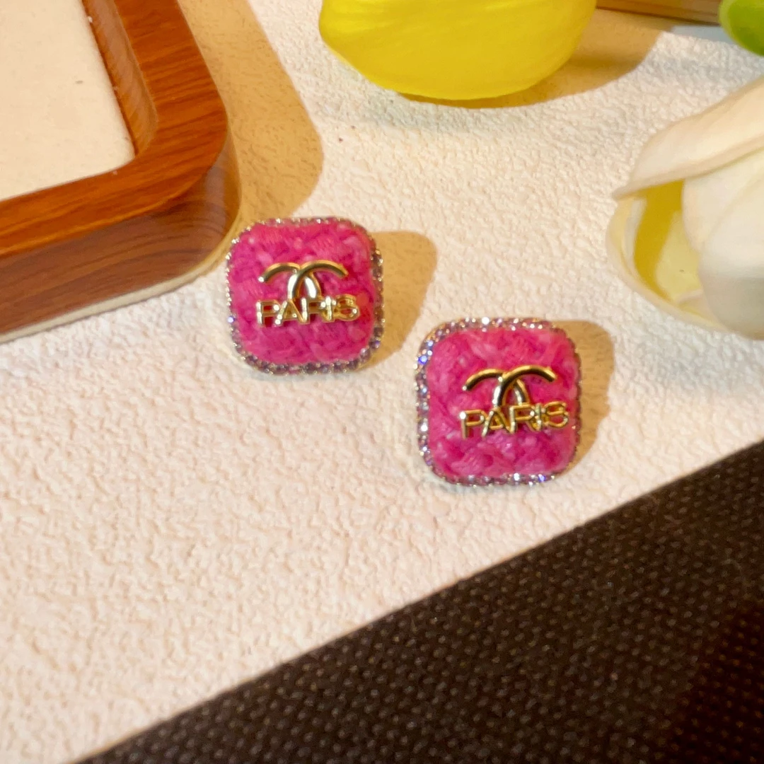 铜合金耳饰 【玫红编织】高级感轻奢复古耳饰A327耳钉饰品