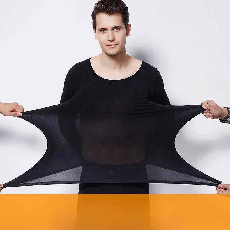 大码套装男士超薄款无痕保暖内衣冬天内穿无痕玻尿酸男款美肤衣