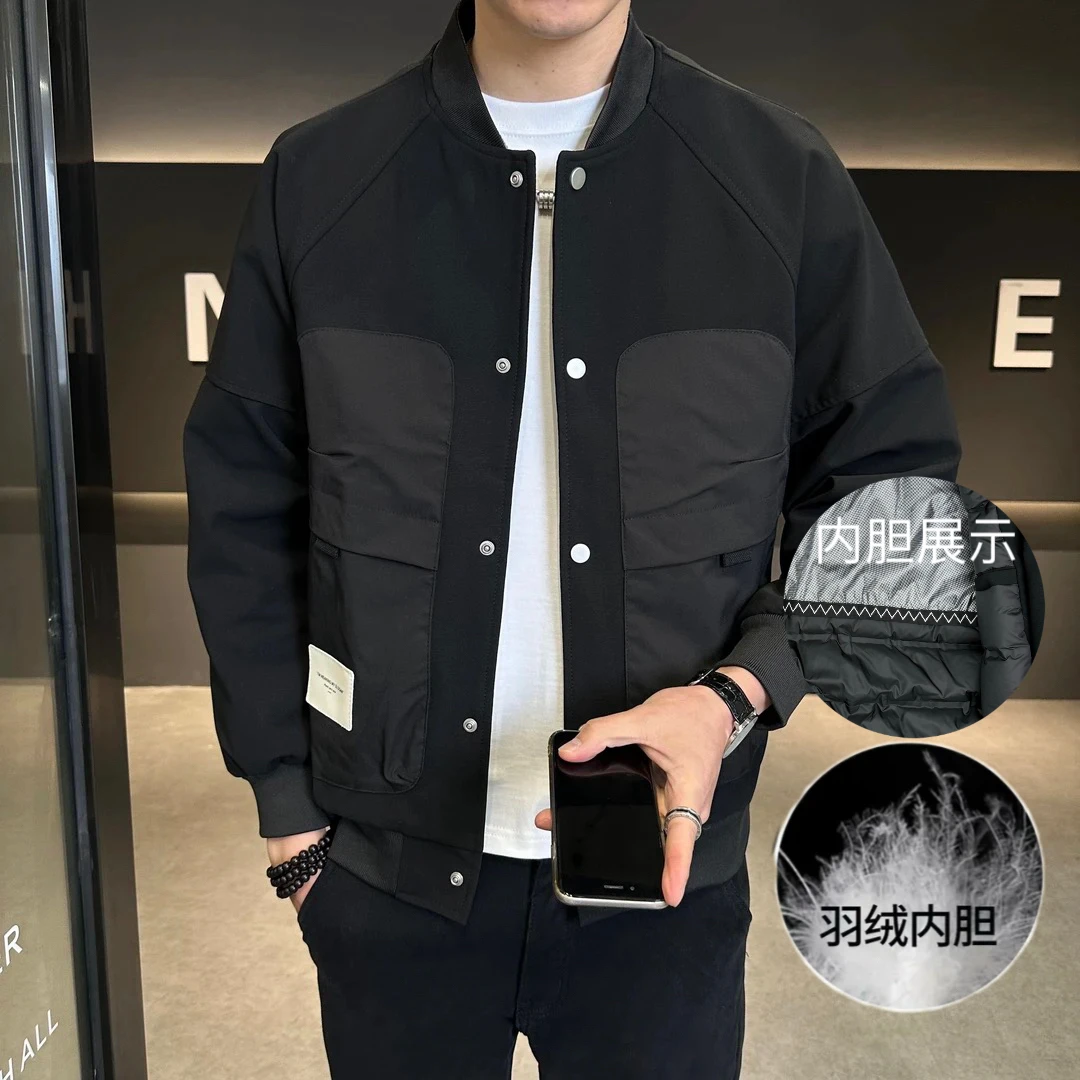 523-1【羽绒服】男士冬季升级版棒球领新款加厚棒球领短款保暖外套
