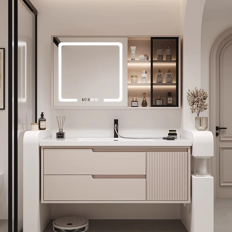 法式奶油风时尚简约洗脸盆浴室柜潮州陶瓷洗手台盆柜组合