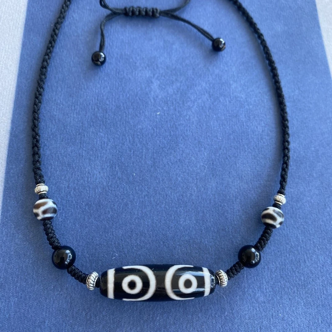 时尚天然玛瑙三眼吊坠项坠复古简约百搭男女同款情侣百搭颈饰挂件